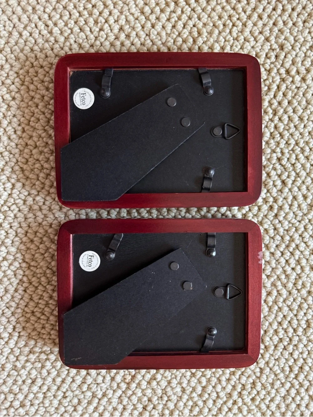 vintage burgundy wood picture frame set of 2 - fetco beacon hill!